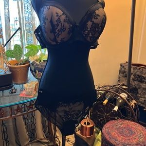 Adore Me black lace bra and panty set